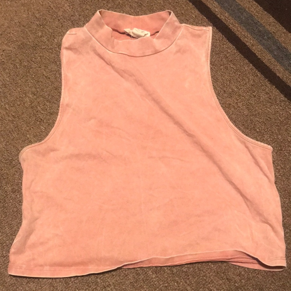 Forever21 pink high neck muscle tank crop top
